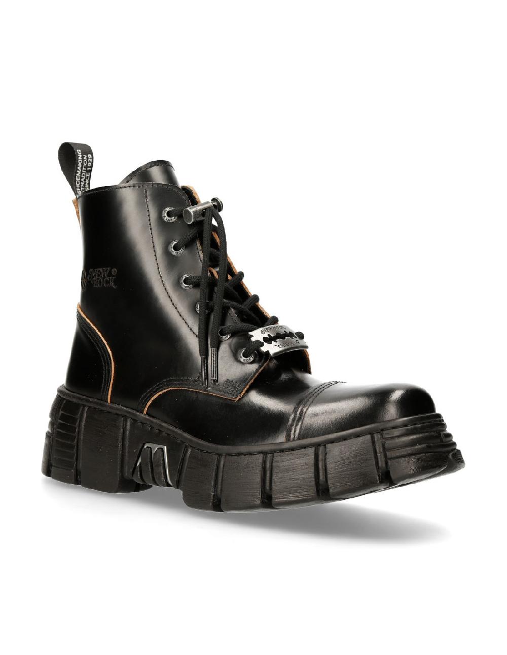 new rock ANKLE BOOT BLACK TOWER WITH LACES M-WALL005NK-S1 Envío gratis