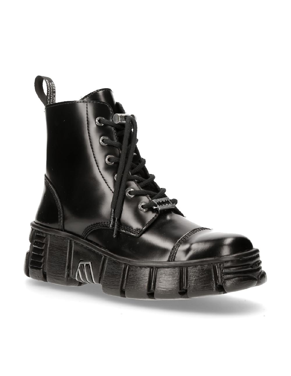 new rock ANKLE BOOT BLACK TOWER WITH LACES M-WALL005N-C6 Gran oferta