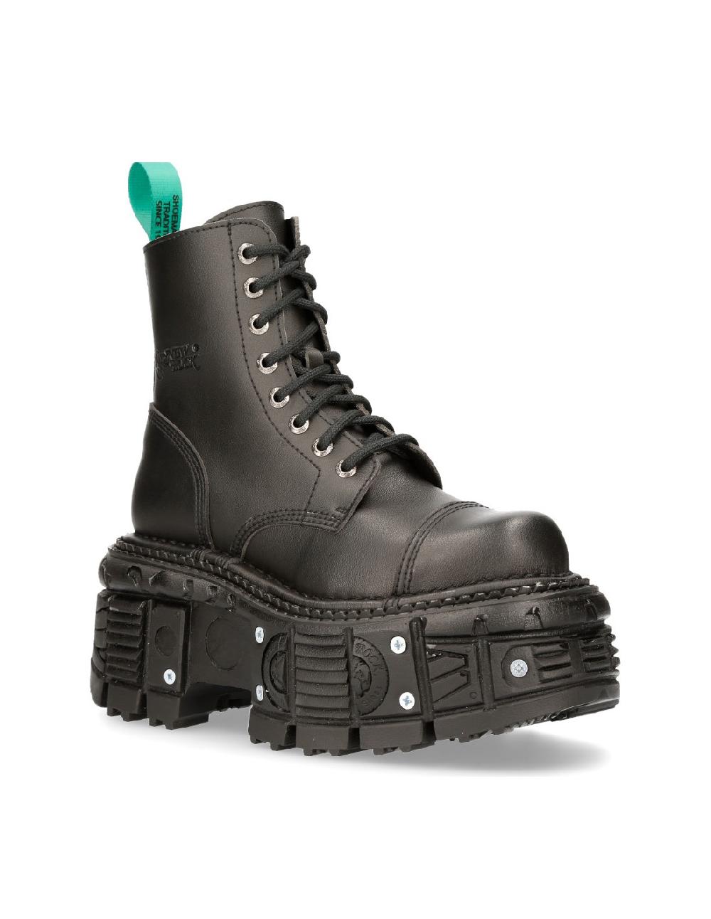 new rock ANKLE BOOT BLACK IMPERFECT WITH LACES M-TANKMILI083C-V2 Tienda