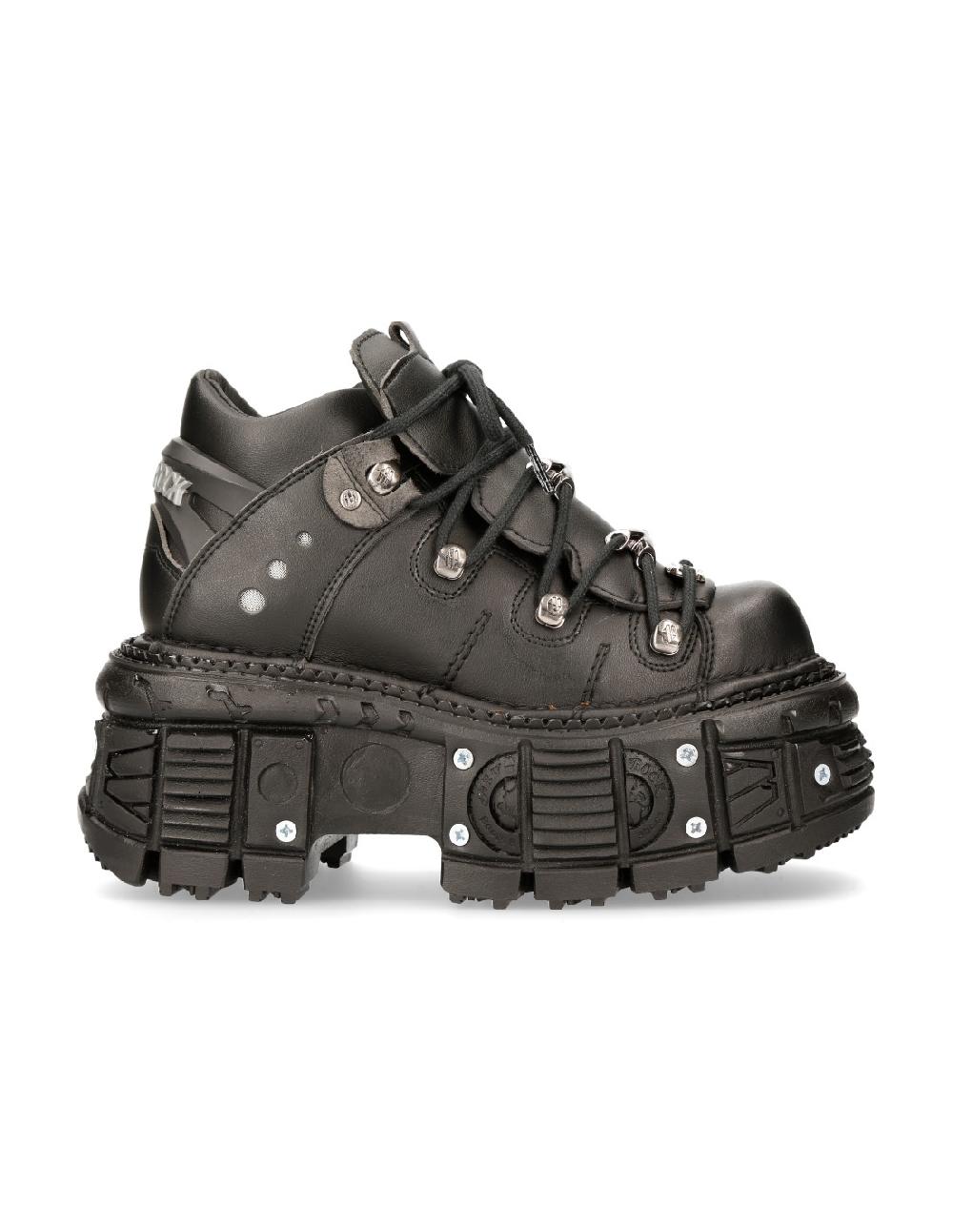 new rock ANKLE BOOT BLACK IMPERFECT WITH LACES M-TANK106N-V2 Liquidación