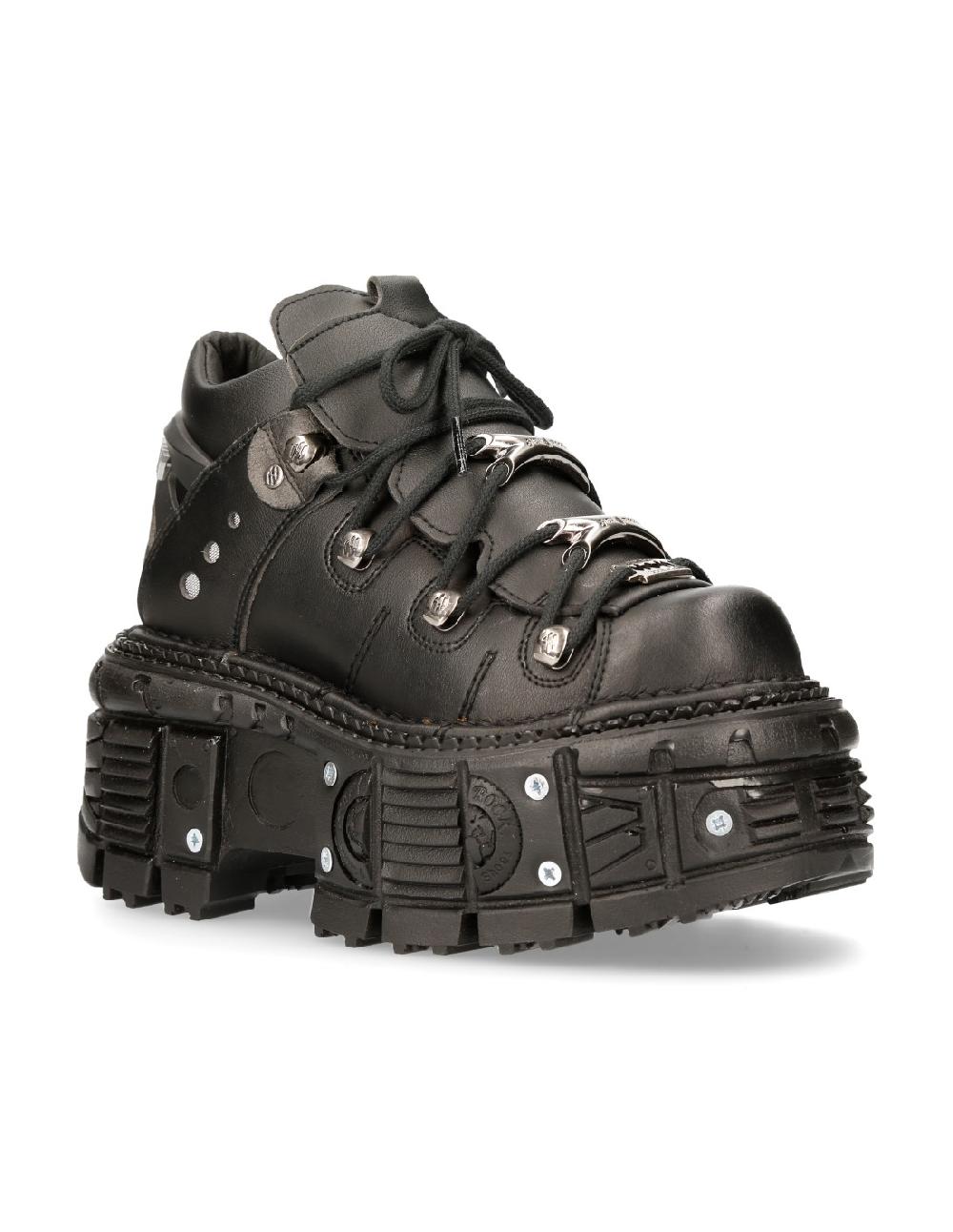 new rock ANKLE BOOT BLACK IMPERFECT WITH LACES M-TANK106N-V2 Liquidación