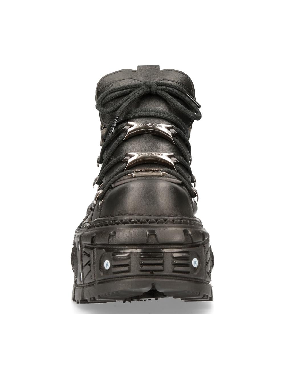 new rock ANKLE BOOT BLACK IMPERFECT WITH LACES M-TANK106N-V2 Liquidación