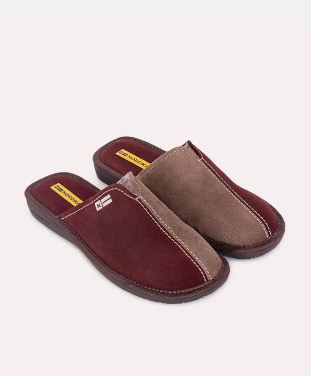nordikas ZAPATILLAS DE CASA HOMBRE AFELPADO BURDEOS PIEDRA Devoluciones gratuitas