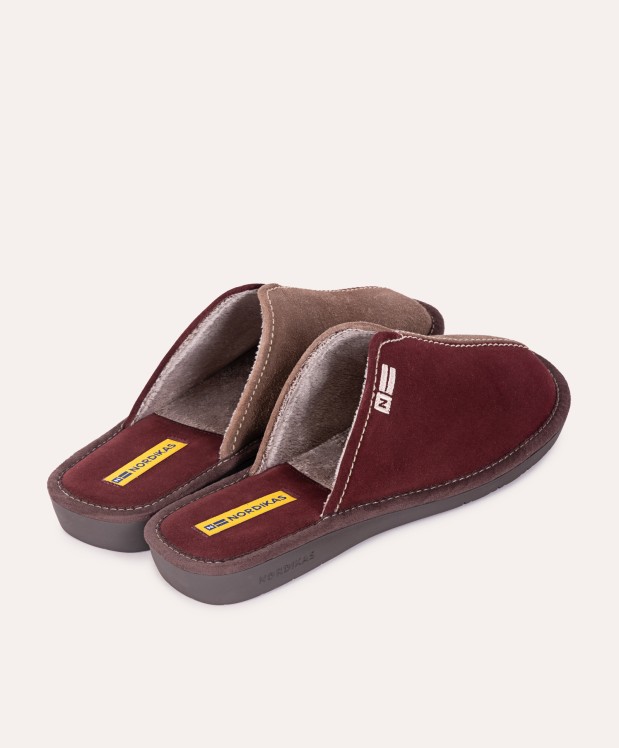 nordikas ZAPATILLAS DE CASA HOMBRE AFELPADO BURDEOS PIEDRA Devoluciones gratuitas