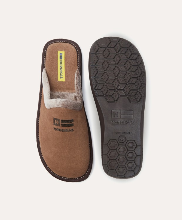nordikas ZAPATILLAS DE CASA HOMBRE AFELPADO PIEDRA Venta caliente
