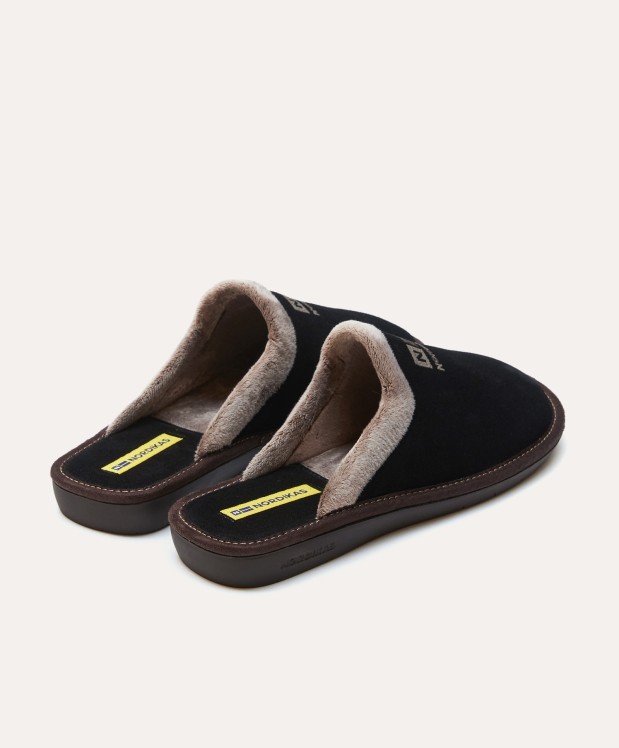 nordikas ZAPATILLAS DE CASA HOMBRE AFELPADO NEGRO En oferta