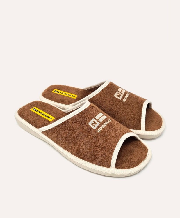 nordikas ZAPATILLAS DE CASA HOMBRE TOALLA MARRON Rebajas de fábrica