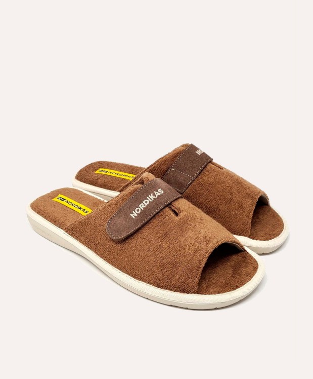 nordikas ZAPATILLAS DE CASA HOMBRE TOALLA MARRON Liquidación