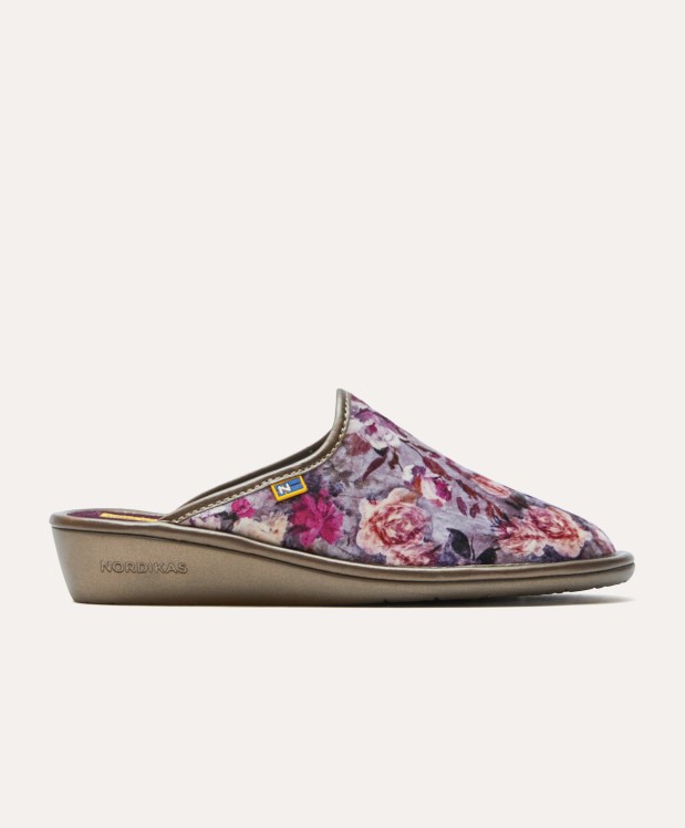 nordikas ZAPATILLAS DE CASA MUJER ROSAS MORADO Rebajas de fábrica