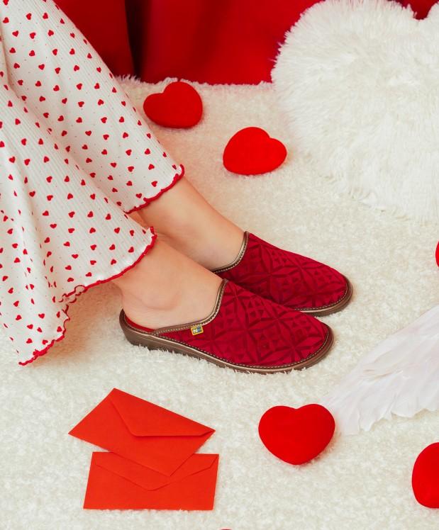 nordikas ZAPATILLAS DE CASA MUJER TERCIOPELO ROJO Mejor oferta