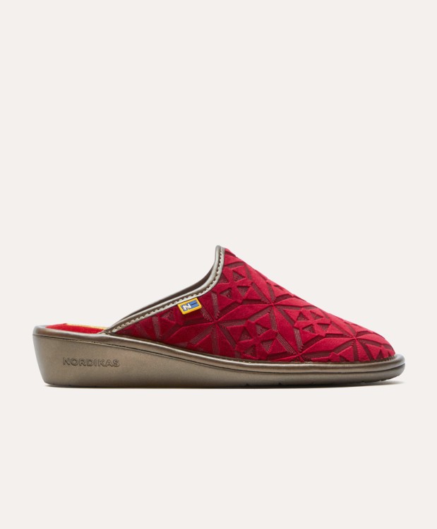 nordikas ZAPATILLAS DE CASA MUJER TERCIOPELO ROJO Mejor oferta