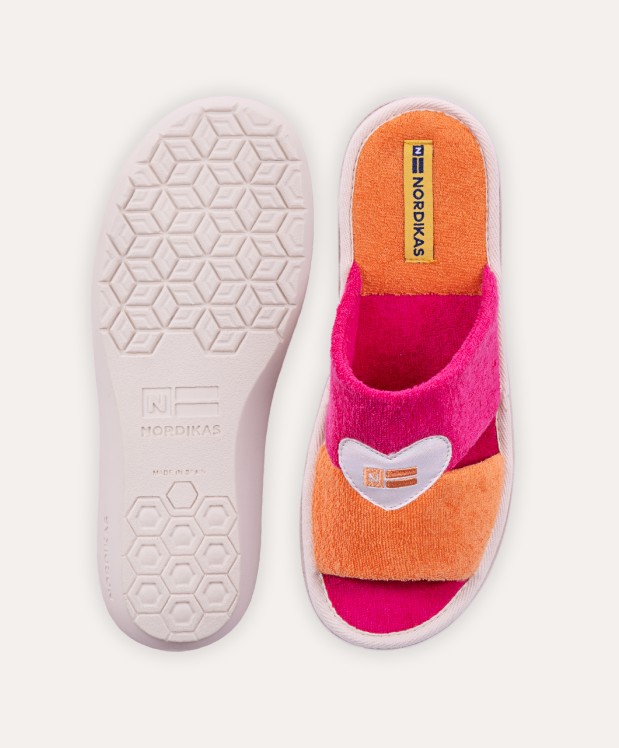 nordikas ZAPATILLAS DE CASA MUJER TOALLA NARANJA FUXIA Tienda