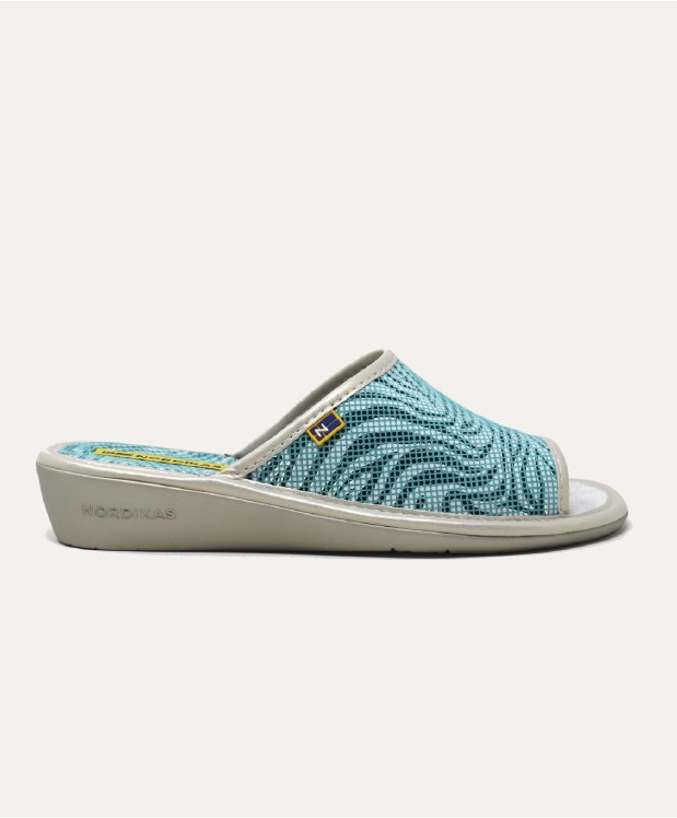 nordikas ZAPATILLAS DE CASA MUJER PIEL CEBRA TURQUESA Envío gratis