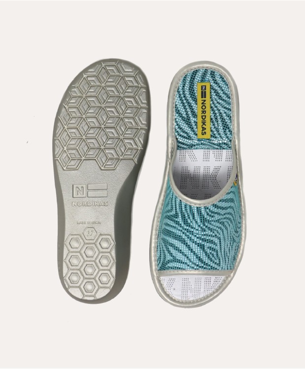nordikas ZAPATILLAS DE CASA MUJER PIEL CEBRA TURQUESA Envío gratis