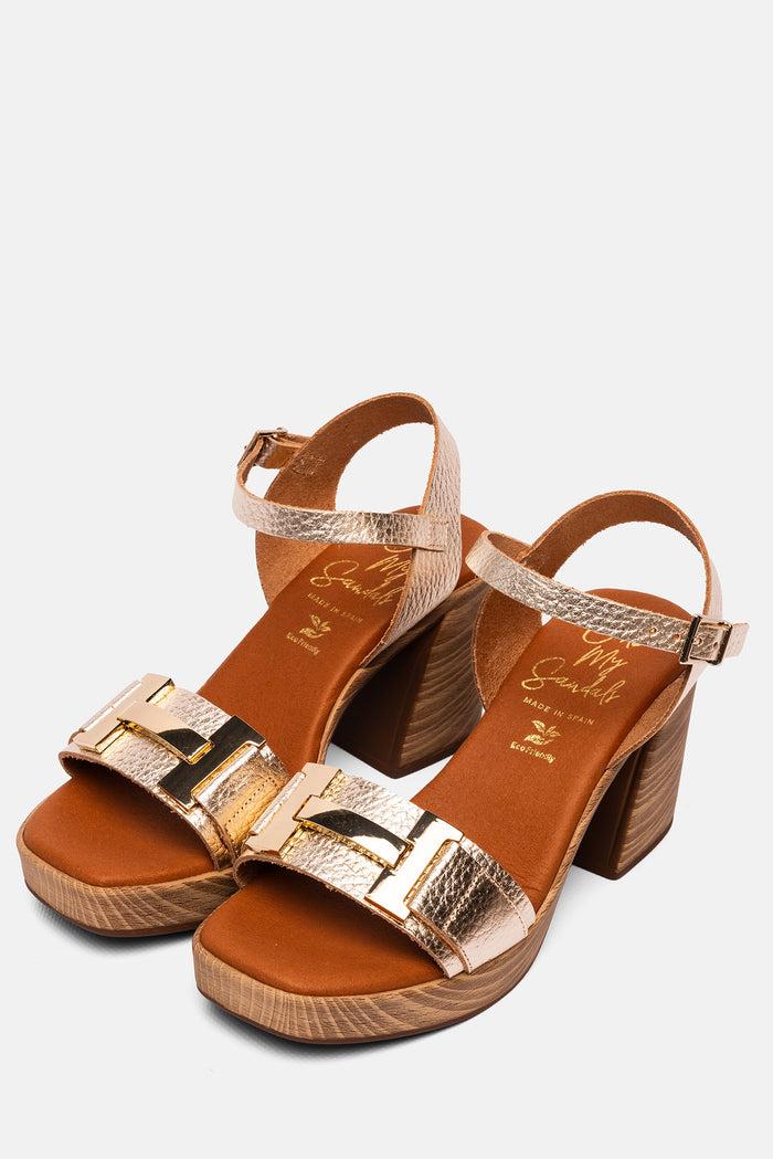 oh my sandals Sandalia Mujer Piel Rosalía Champán Ahorra y exporta