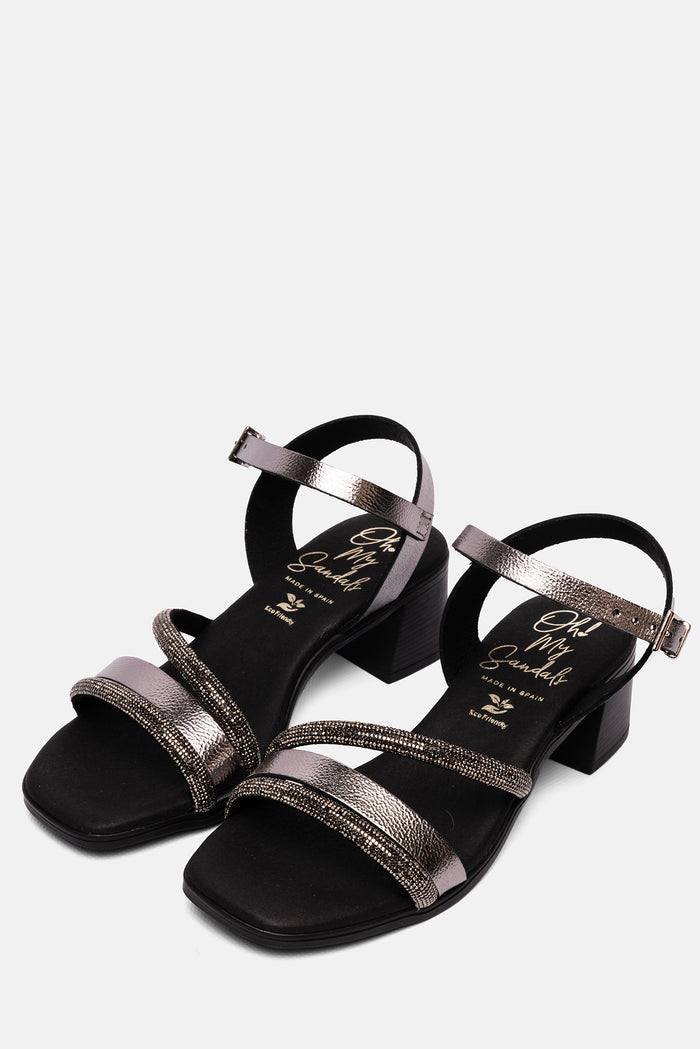 oh my sandals Sandalia Mujer Piel Olivia Acero Oferta exclusiva