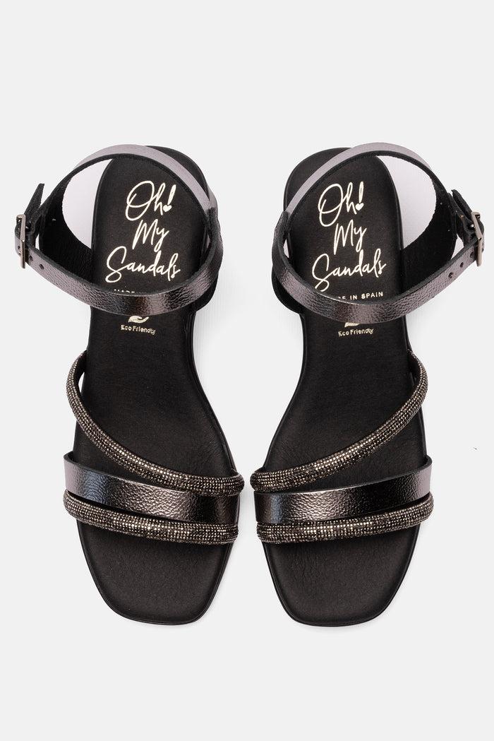 oh my sandals Sandalia Mujer Piel Olivia Acero Oferta exclusiva