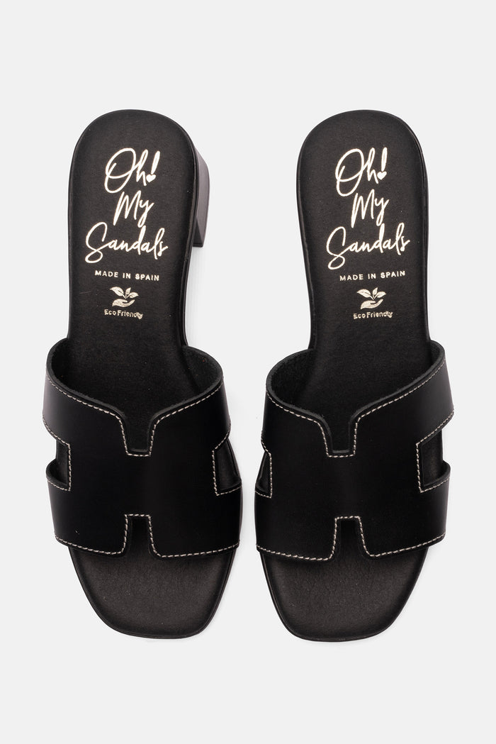 oh my sandals Sandalia Mujer Piel Nancy Negro Ofertas especiales