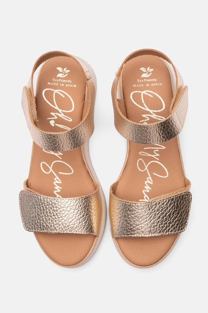 oh my sandals Sandalia Mujer Piel Selene Champán Precio ultrabajo