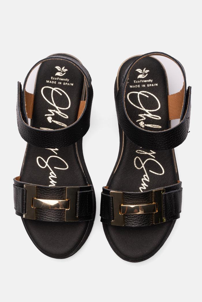 oh my sandals Sandalia Mujer Piel Vega Negro Ofertas