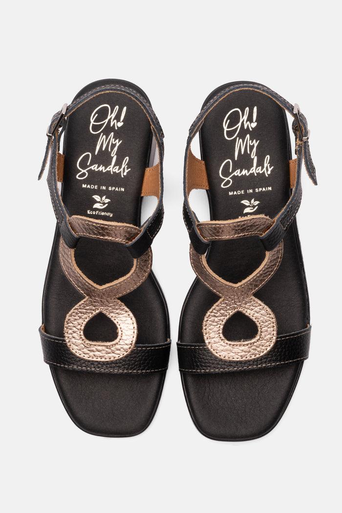 oh my sandals Sandalia Mujer Piel Leila Negro Últimos 3 días