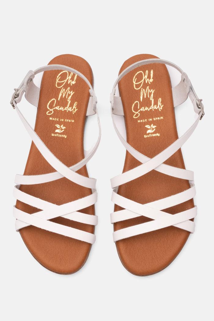 oh my sandals Sandalia Mujer Piel Brenda Blanco Ahorra y exporta
