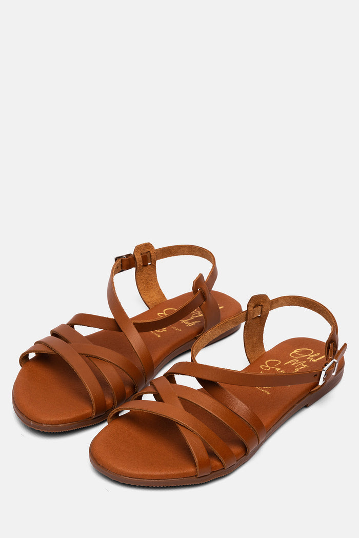 oh my sandals Sandalia Mujer Piel Brenda Roble Precios de Black Friday