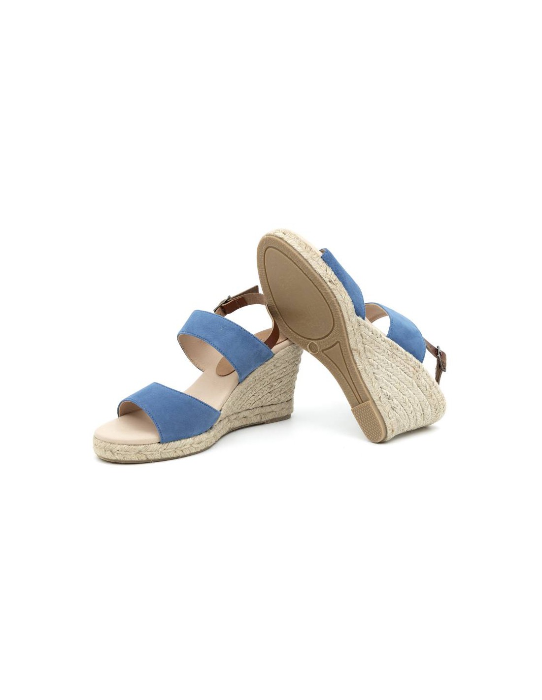 ortiz & reed Alpargatas de mujer de ante y piel liso color azul W-AHINOA-BLUE Rebajas