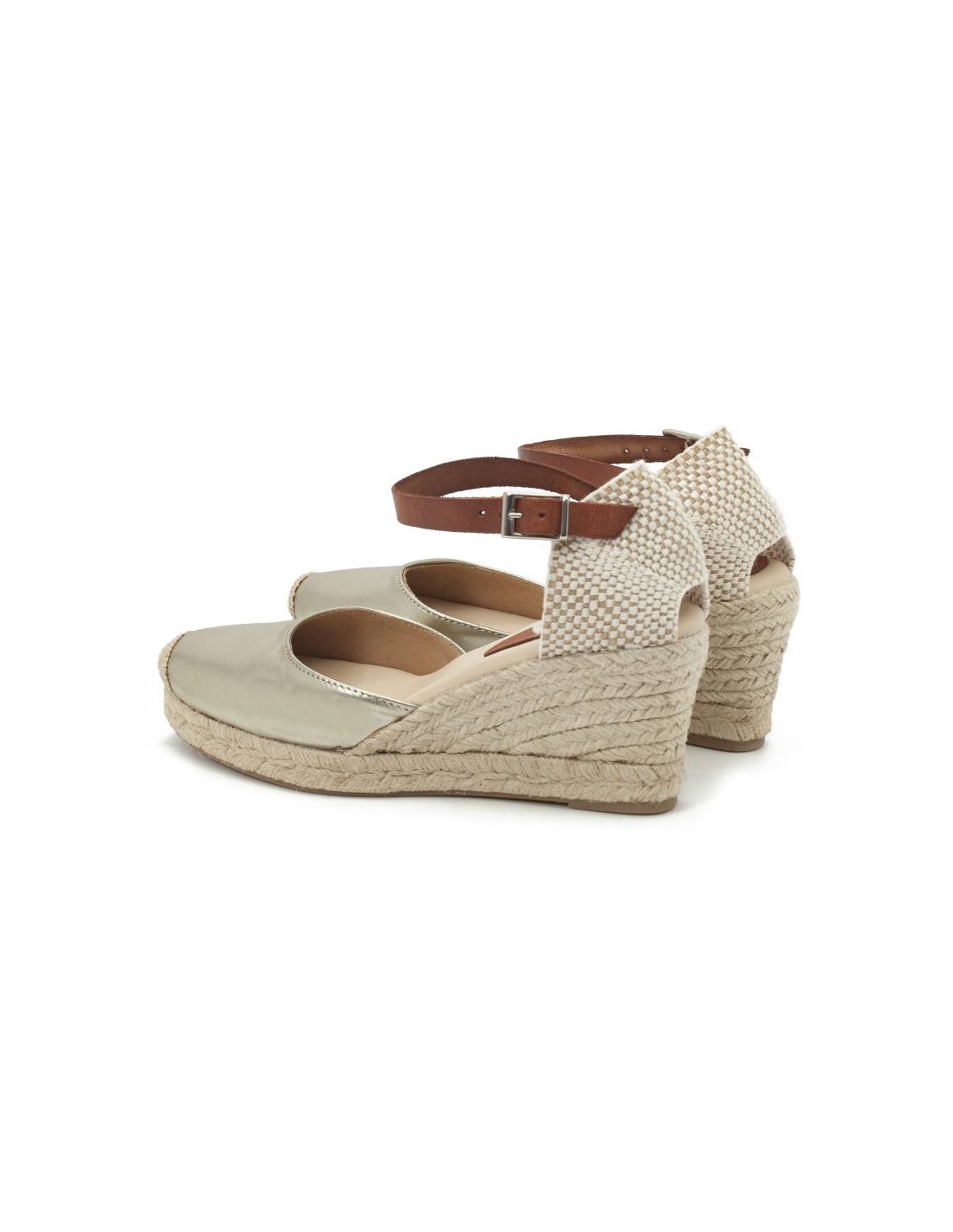 ortiz & reed Alpargatas de mujer de ante y piel liso color blanco W-NATANA-CHAMPAGNE Venta caliente