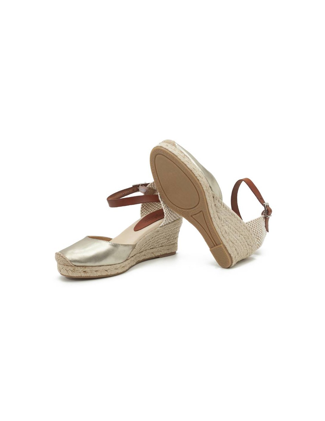 ortiz & reed Alpargatas de mujer de ante y piel liso color blanco W-NATANA-CHAMPAGNE Venta caliente