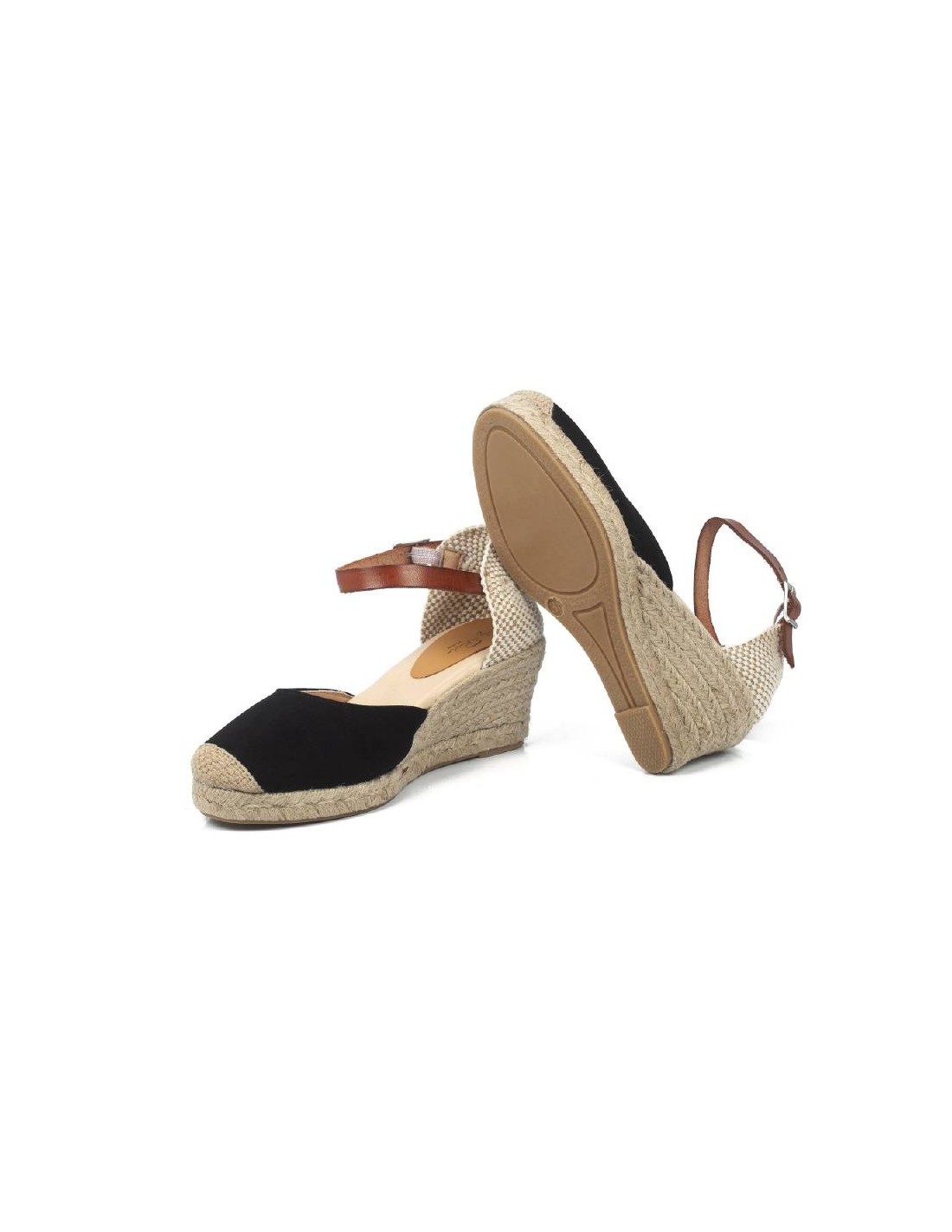 ortiz & reed Alpargatas de mujer de ante y piel liso color negro W-AITANA-NEGRO Rebajas baratas