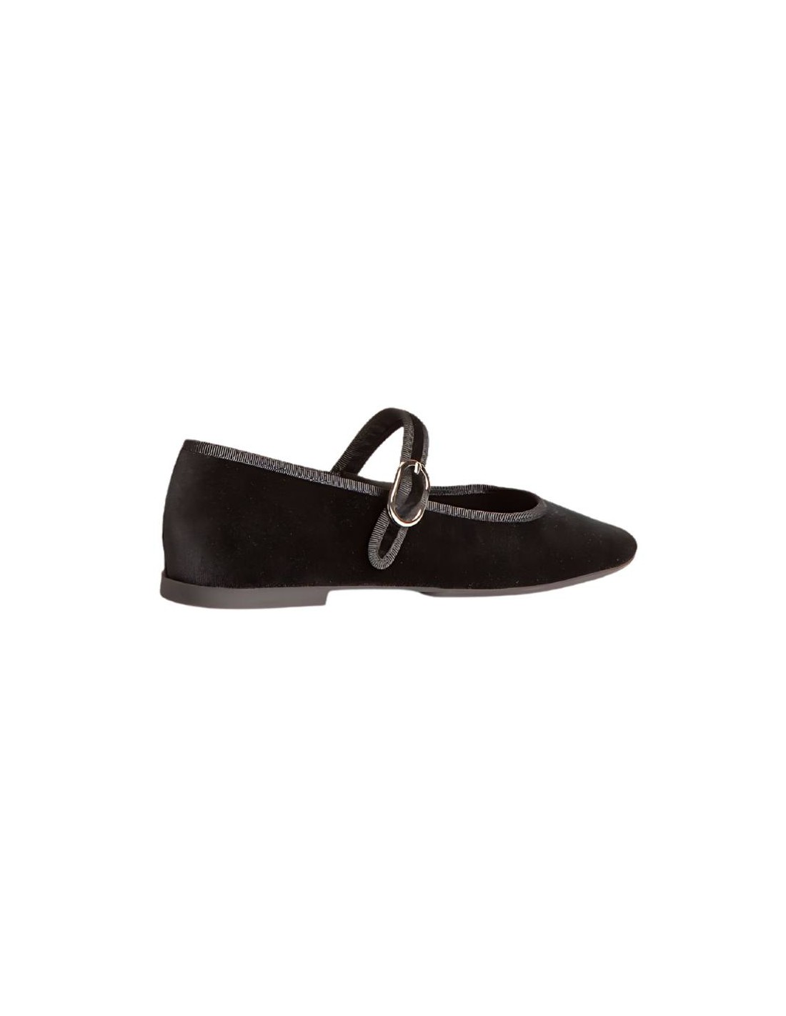 ortiz & reed Bailarina de terciopelo con borde ribeteado color negro W-CATIMOR-BLACK Ventas relámpago