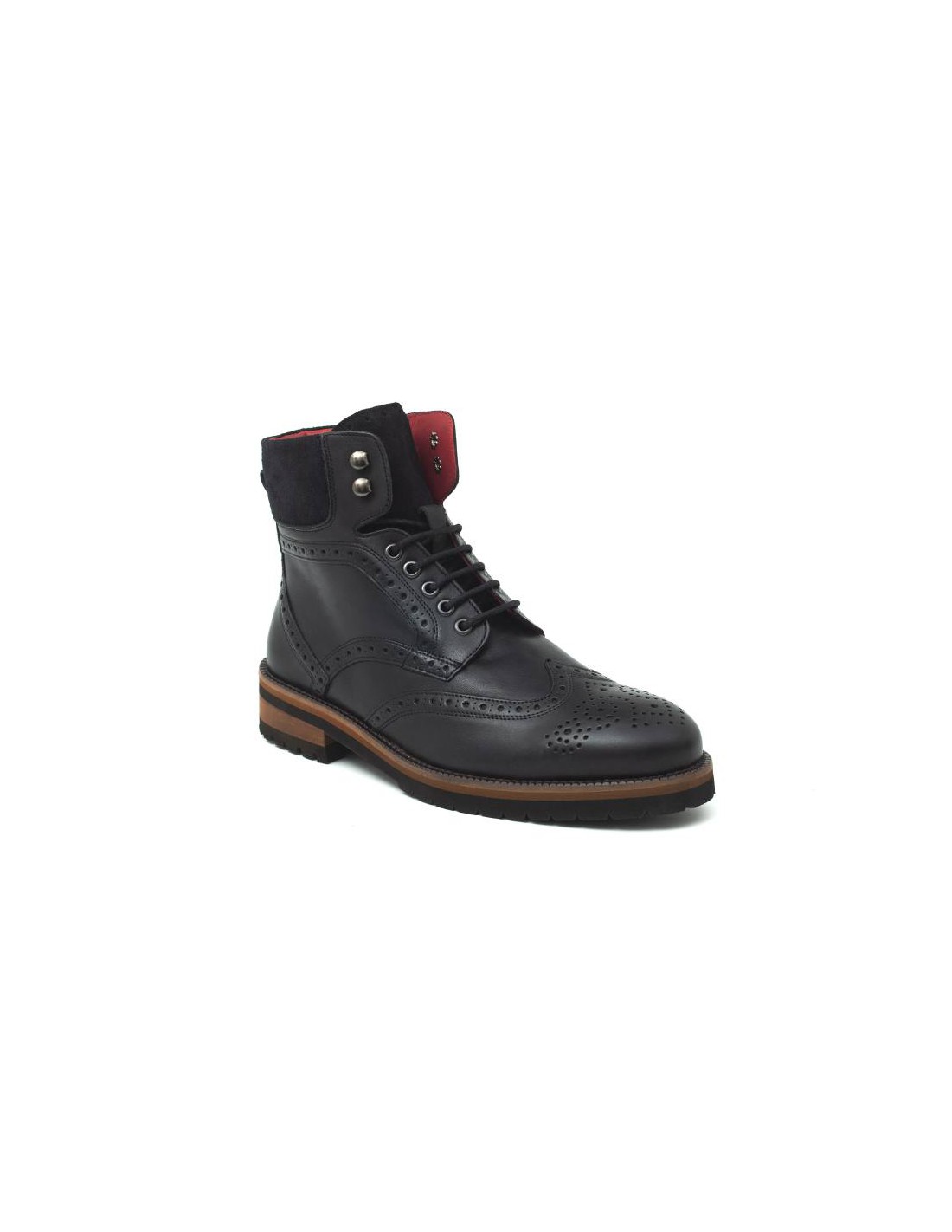 ortiz & reed Botín de piel acabado a mano color negro CRALPE-NEGRO En oferta
