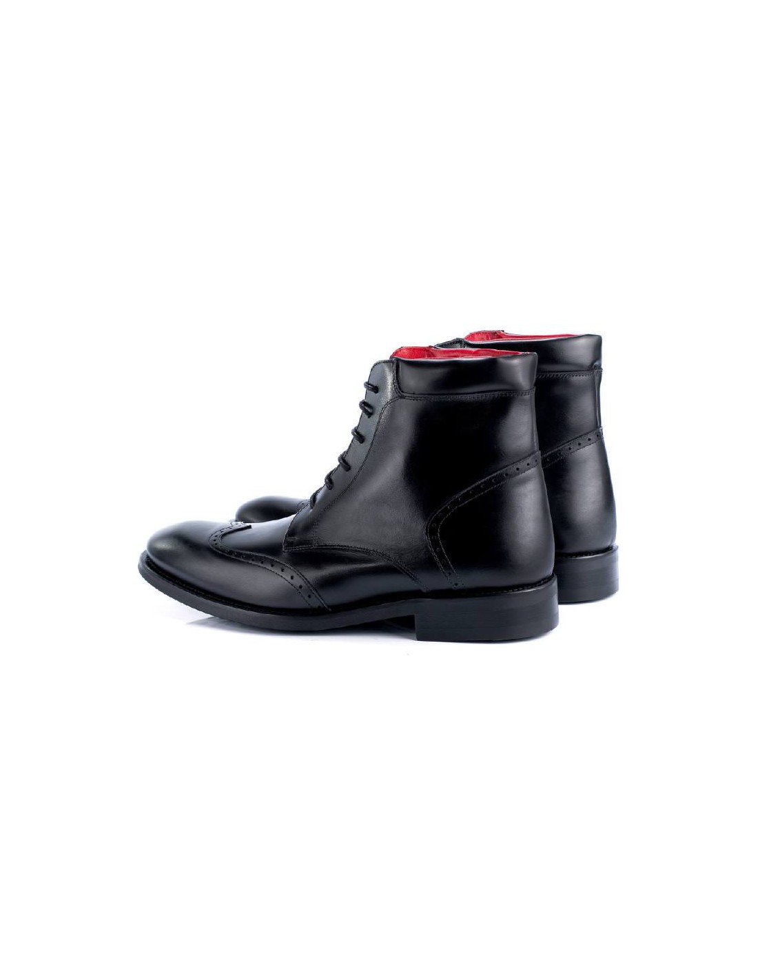 ortiz & reed Botín de piel acabado a mano color negro PRABOOT-NEGRO Precio ultrabajo