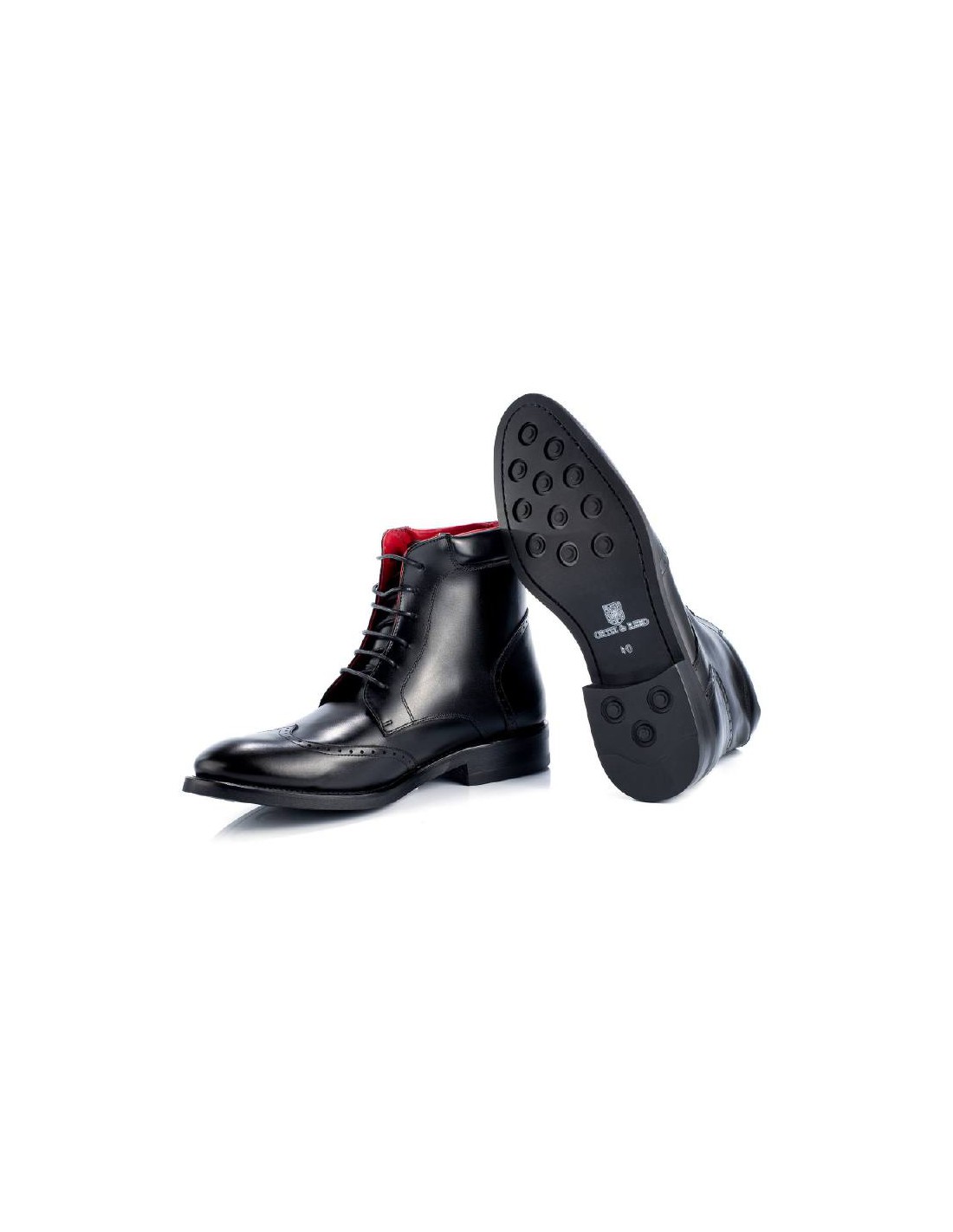 ortiz & reed Botín de piel acabado a mano color negro PRABOOT-NEGRO Precio ultrabajo