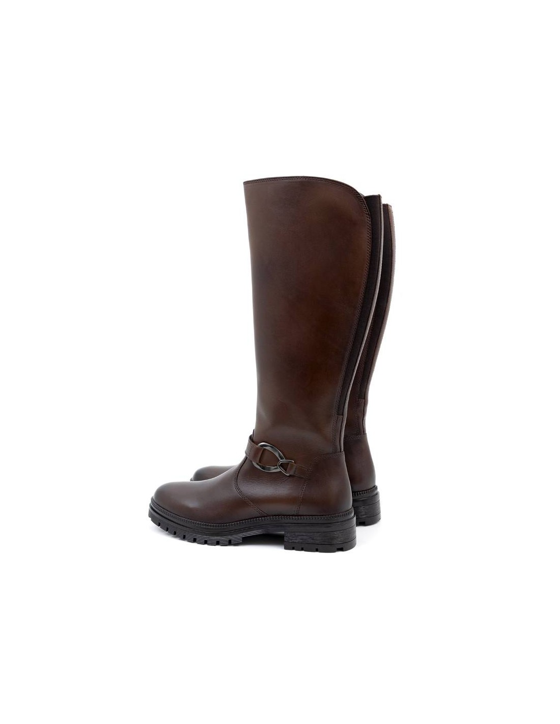 ortiz & reed Botas de mujer de piel con aplique metálico color marrón W-NABUTOR-MARRON Liquidación