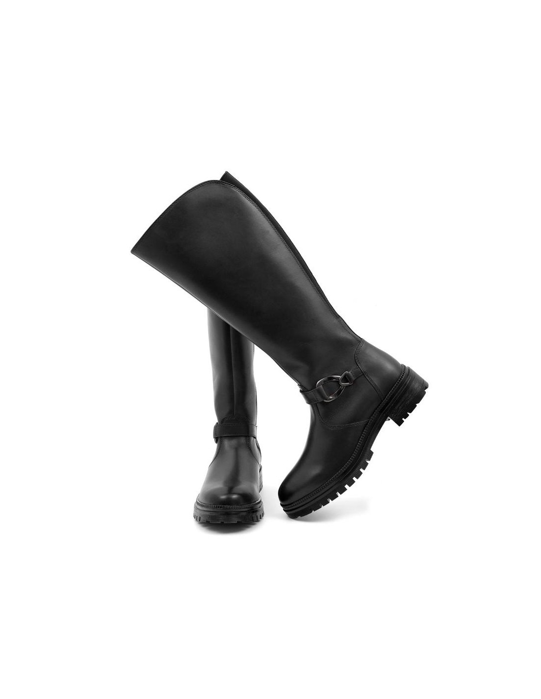 ortiz & reed Botas de mujer de piel con aplique metálico color negro W-NABUTOR-NEGRO Mejor oferta