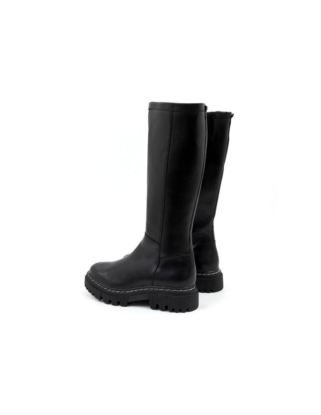 ortiz & reed Botas de mujer de piel con costura en contraste color negro W-ORELO-NEGRO Rebajas online