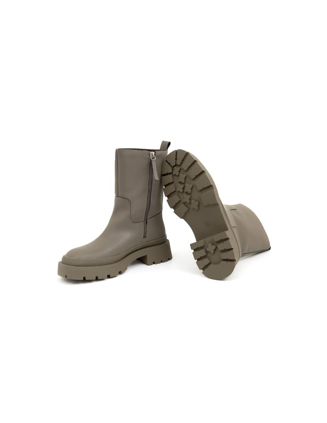 ortiz & reed Botas de mujer liso con cremallera color verde W-OLIVOR-KAKI Promoción trimestral