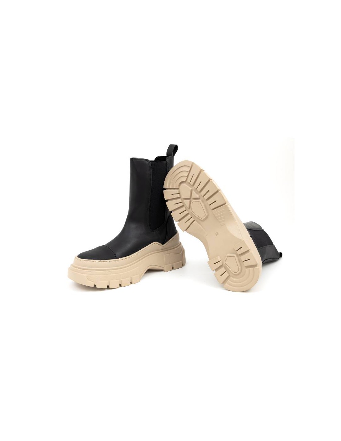 ortiz & reed Botas de mujer liso liso color negro W-OLUCHOR-NEGRO-BEIGE Superdescuento
