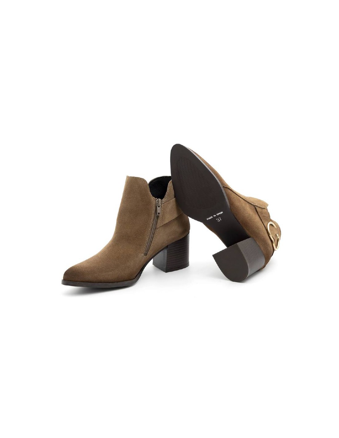 ortiz & reed Botines de mujer de ante con hebilla color marrón W-SECHARO-MARRON Liquidación
