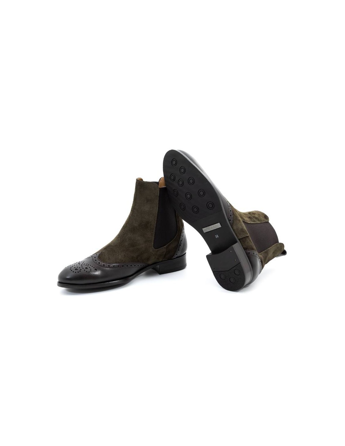 ortiz & reed Botines de mujer de ante y piel con maría color marrón W-SEMORLI-MOKA Envío internacional gratuito