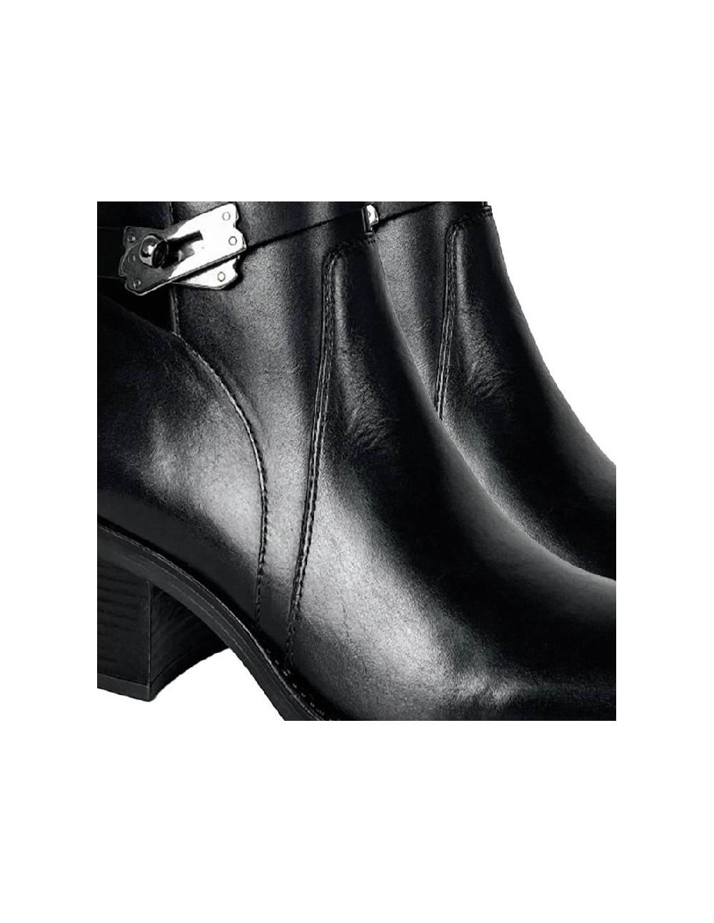 ortiz & reed Botines de mujer de piel acabado a mano color negro W-AMANOR-BLACK En línea