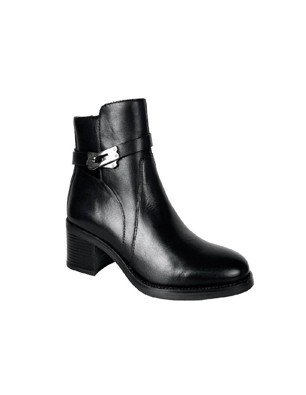 ortiz & reed Botines de mujer de piel acabado a mano color negro W-AMANOR-BLACK En línea