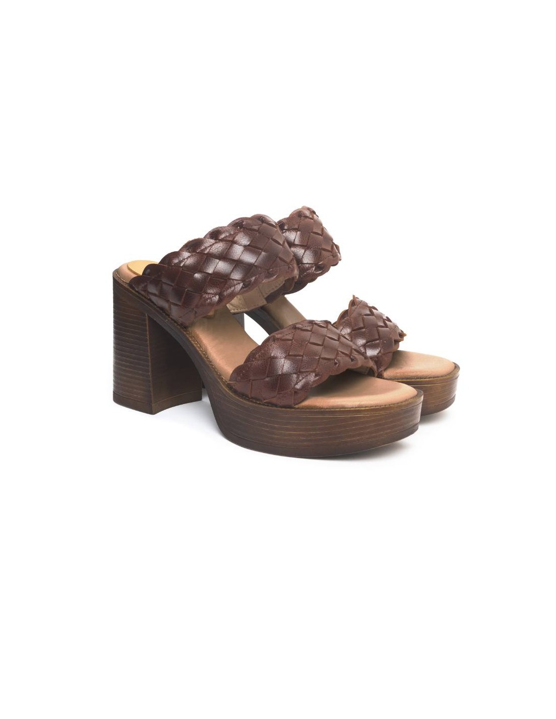ortiz & reed Zapato de Vestir de piel trenzado color marrón W-LARA-ARENA ÚLTIMAS EDICIONES