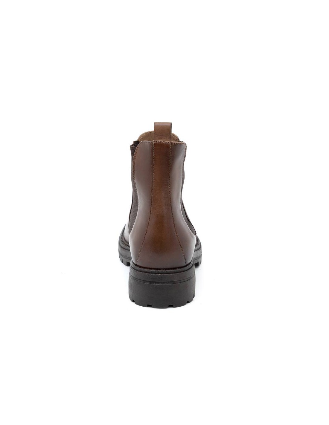 ortiz & reed Botín de piel con elástico lateral color marrón PADIK-MARRON Superdescuento