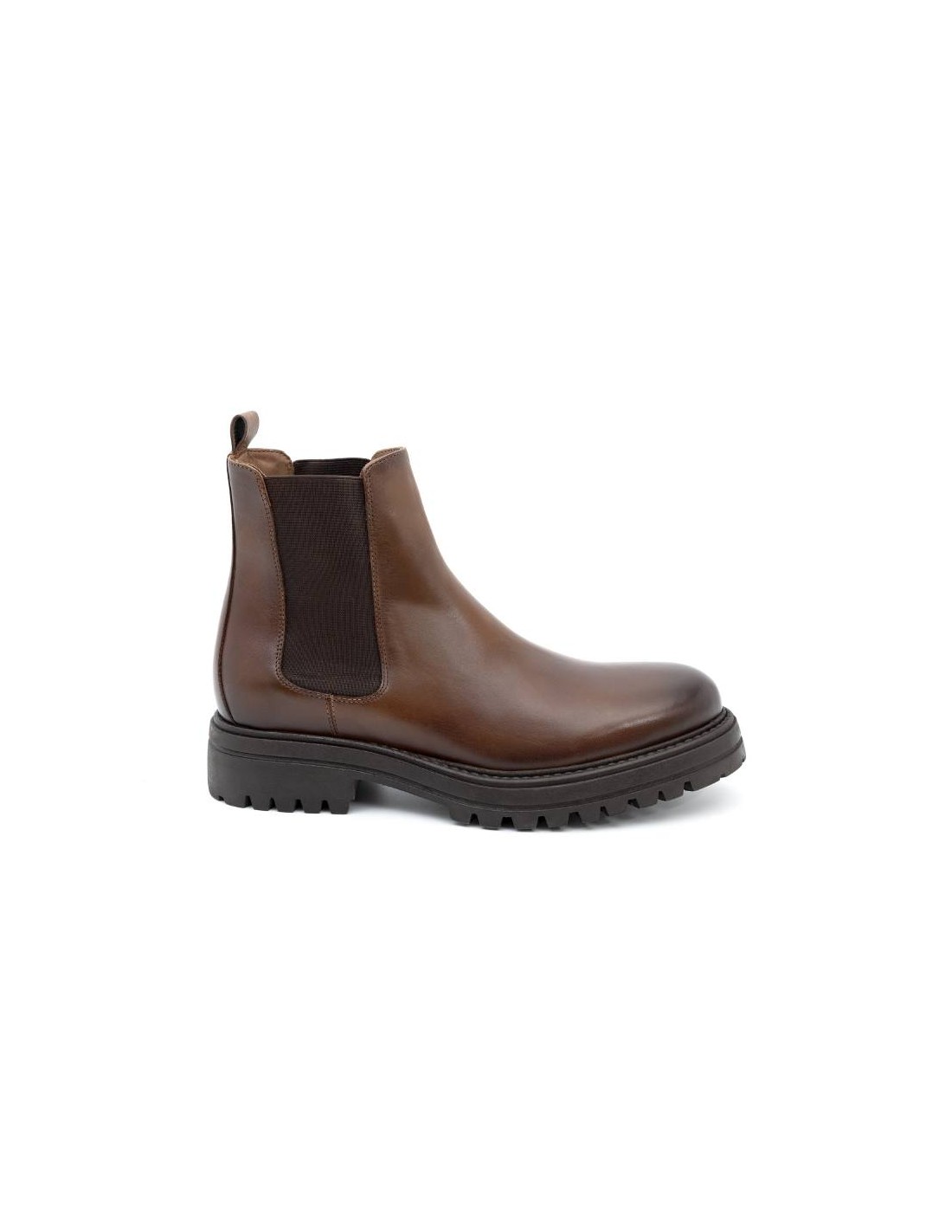ortiz & reed Botín de piel con elástico lateral color marrón PALTIZ-MARRON Grandes descuentos