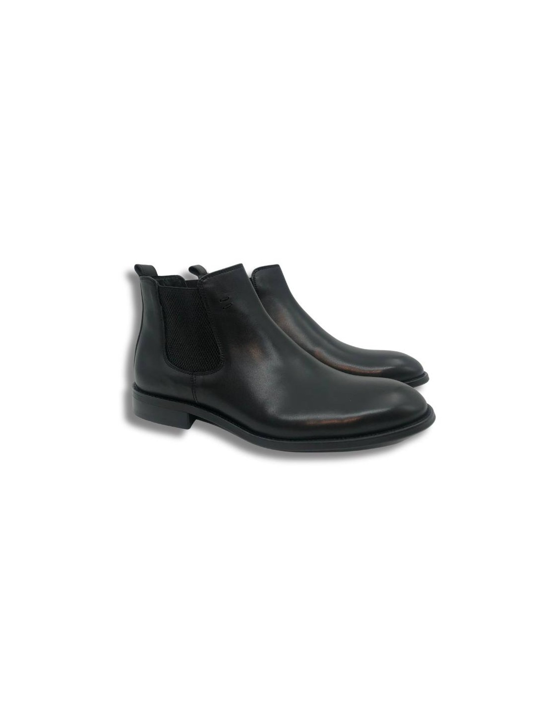 ortiz & reed Botín de piel con elástico lateral color negro NERIT-NEGRO Liquidación