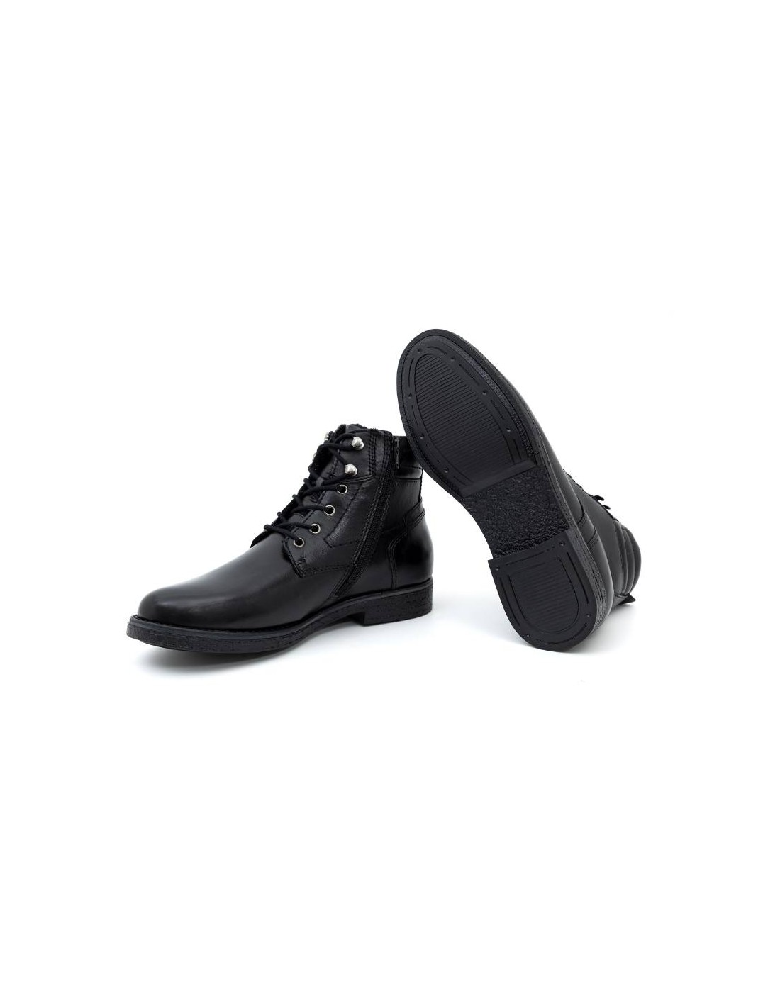 ortiz & reed Botín de piel liso color negro BERTONE-BLACK Ofertas especiales
