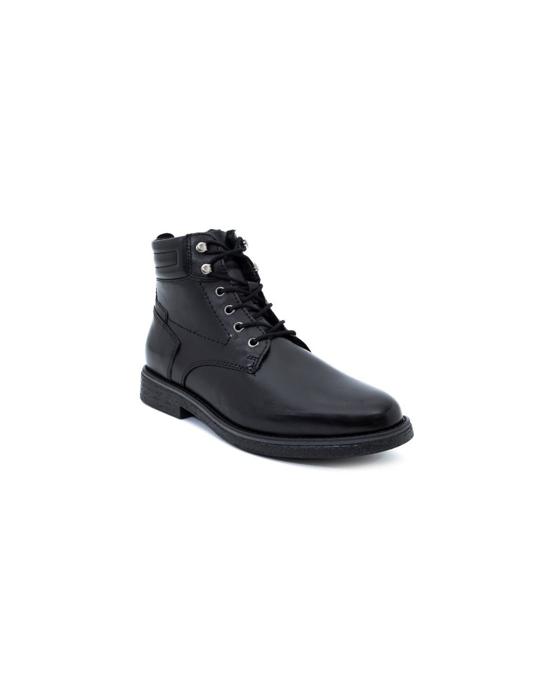ortiz & reed Botín de piel liso color negro BERTONE-BLACK Ofertas especiales